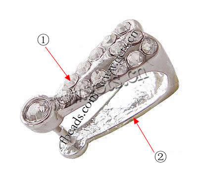 clip de pince en laiton, Placage, avec strass, plus de couleurs à choisir, 14x6mm, 500PC/sac, Vendu par sac