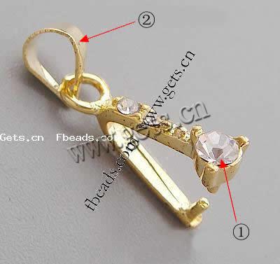 clip de pince en laiton, Placage, avec les strass de catégorie A, plus de couleurs à choisir, 20x5mm, Trou:Environ 4mm, Vendu par PC