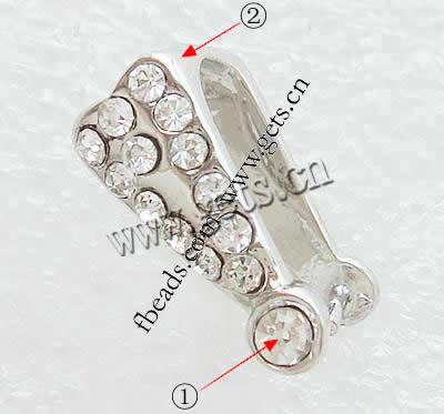 Messing Anhängerschlaufe, plattiert, mit Strass, keine, 6x14mm, verkauft von PC