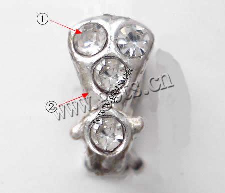 Messing Anhängerschlaufe, Tropfen, plattiert, mit Strass, keine, frei von Blei & Kadmium, 8X4MM, verkauft von PC