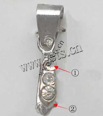 Brass Pinch Bail, plated, with rhinestone, more colors for choice, 22x3.5x8mm, Length:45 , Sold By PC