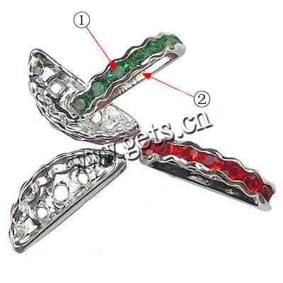 La mitad Ronda Puente Rhinestone Spacer, metal, Luna, chapado, 3-aro & con diamantes de imitación, más colores para la opción, 8x19x4mm, agujero:aproximado 1.5-2mm, 1000PCs/Grupo, Vendido por Grupo