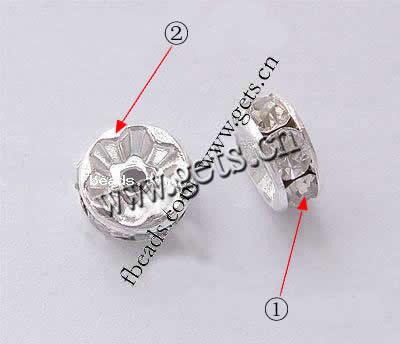 Rondelle Strass Spacer, Messing, plattiert, mit Strass, keine, Grad AAA, 12mm, 100PCs/Tasche, verkauft von Tasche