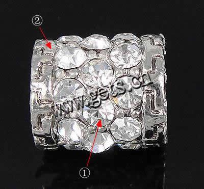 Gota de Europeo de aleación de zinc con esmalte, Tubo, chapado, sin rosca & con diamantes de imitación & agujero largo, más colores para la opción, libre de níquel, plomo & cadmio, 12x11mm, agujero:aproximado 6mm, Vendido por UD