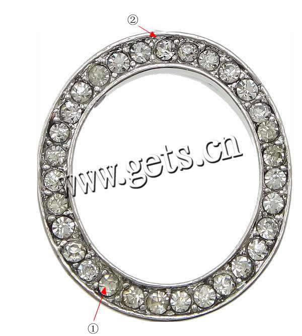 Zinc Alloy Slide Charm, Rhinestone, with Zinc Alloy, 26x23x6mm, Hole:Approx 17x2mm, 50PCs/Lot, Sold By Lot