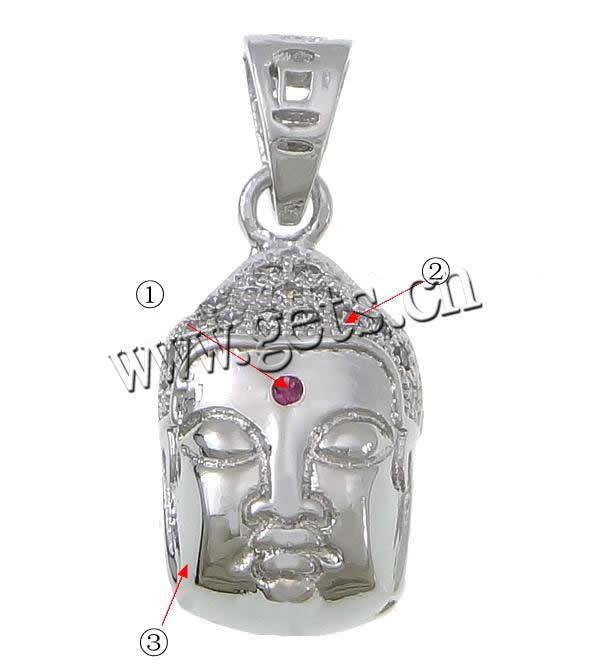 Colgante de Micro Pavé de Zirconía Cúbica, metal, Buda, micro arcilla de zirconia cúbica & hueco, 12x22x7mm, agujero:aproximado 3.5x6mm, Vendido por UD