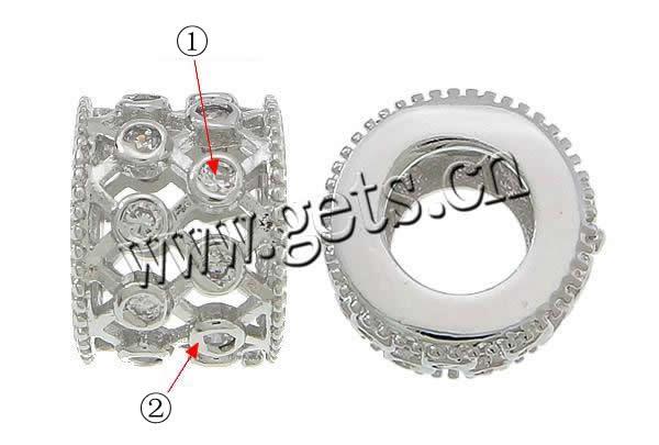 Cuentas Zirconia micro pavimenta cúbicos, metal, Columna, chapado, micro arcilla de zirconia cúbica & agujero largo & hueco, más colores para la opción, 9x12mm, agujero:aproximado 6mm, Vendido por UD
