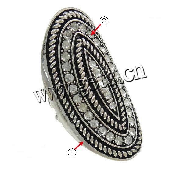 Strass Zink Legierung Finger Ring, Zinklegierung, oval, plattiert, Kundenindividuell & Emaille & mit Strass, keine, frei von Nickel, Blei & Kadmium, 47.5x25x24mm, Bohrung:ca. 18mm, Größe:8, verkauft von PC