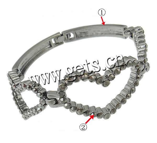 Zink Legierung Strass Armbänder, Zinklegierung, plattiert, Kundenindividuell & mit Strass, keine, frei von Nickel, Blei & Kadmium, 24.5x43x5mm, Länge:6.5 ZollInch, verkauft von Strang