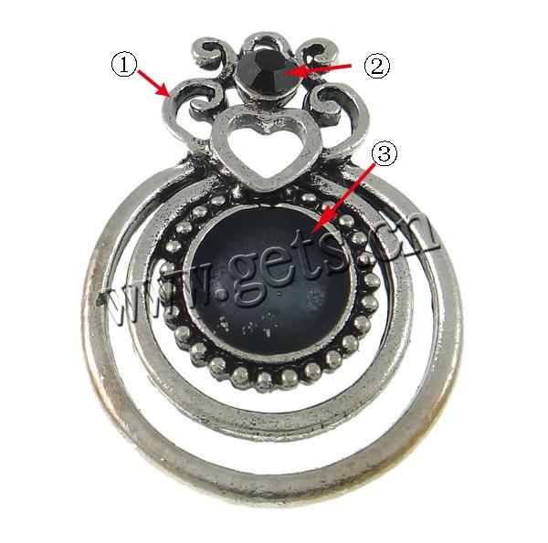 Zinc Alloy Enamel Pendants, Flat Round, plated, Customized & with rhinestone, more colors for choice, nickel, lead & cadmium free, 25x34x4mm, Hole:Approx 1.5mm, Sold By PC