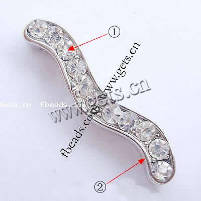 Strass Abstandhalter, mit Zinklegierung, plattiert, 5-litzig, keine, 29x4mm, verkauft von PC