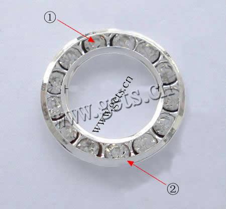 Rondelle Strass Spacer, Messing, Kreisring, plattiert, mit Strass, keine, 12mm, verkauft von PC