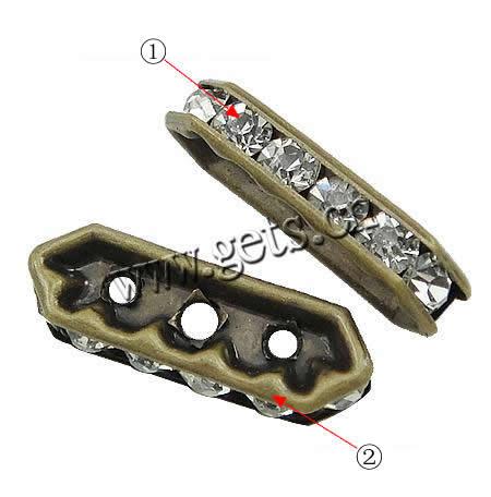 Moda Puente Rhinestone Spacer, metal, chapado, 3-aro, más colores para la opción, 16x5x3mm, agujero:aproximado 1.5mm, Vendido por UD