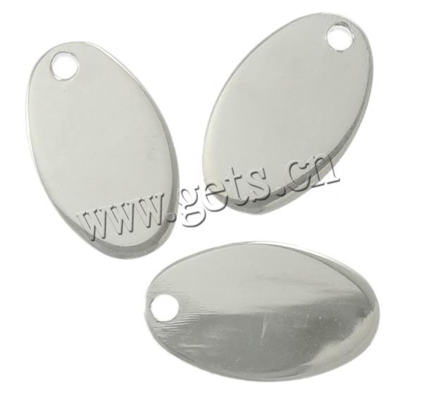 Sterling Silber Tag, 925 Sterling Silber, oval, plattiert, keine, 6x10x0.8mm, Bohrung:ca. 1mm, verkauft von PC