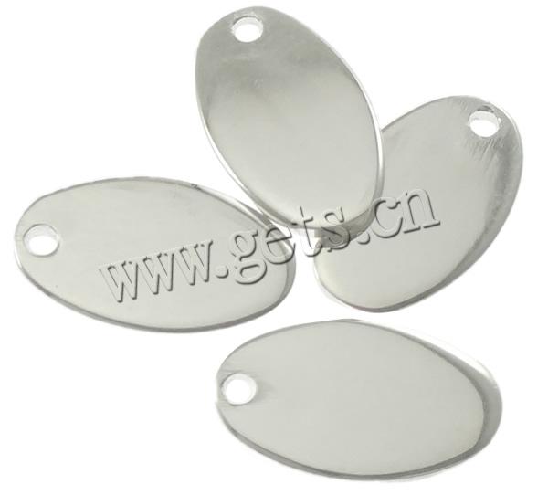 Sterling Silber Tag, 925 Sterling Silber, oval, plattiert, keine, 6x10x0.8mm, Bohrung:ca. 1mm, verkauft von PC