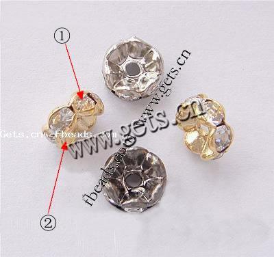 Wave Rondelle Rhinestone Spacer, Brass, plated, with Mideast rhinestone, more colors for choice, Grade A, 5mm, Hole:Approx 1mm, 100PCs/Bag, Sold By Bag