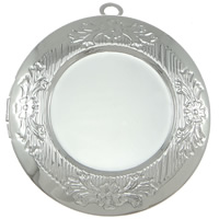 Pendentif médaillon en laiton, Plat rond, Placage, avec le motif de fleurs, plus de couleurs à choisir Vendu par PC