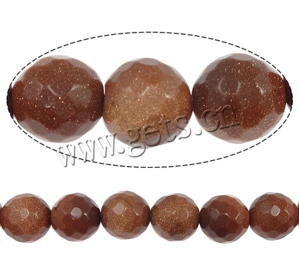 Goldstone Beads, Round, more sizes for choice & handmade faceted, Hole:Approx 1-1.5mm, Length:Approx 14.5 Inch, Sold By Strand