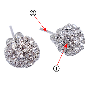 Zinc Alloy Rhinestone Stud Earring, stainless steel post pin, Round, with Mideast rhinestone, more colors for choice, nickel, lead & cadmium free, 21x10mm, Sold By Pair