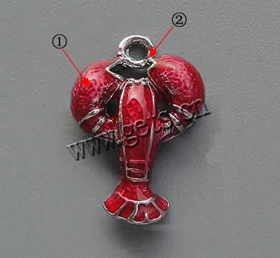 Zinc Alloy Enamel Pendants, Lobster, plated, more colors for choice, 17x14x4mm, Hole:Approx 2mm, Sold By PC