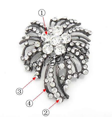 Rhinestone Zinc Alloy Brooch, Flower, plated, with rhinestone, more colors for choice, 59x67mm, Sold By PC