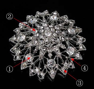 Broche en alliage zinc avec stras, alliage de zinc, fleur, Placage, avec strass, plus de couleurs à choisir, protéger l'environnement, sans nickel, plomb et cadmium, 54x54x20mm, Vendu par PC