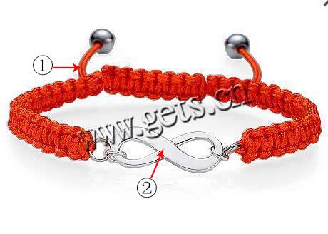 Zinklegierung Woven Ball Armbänder, mit Wachsschnur & Hämatit, Unendliche, einstellbar & Kundenindividuell, keine, 30x15mm, Länge:7.5 ZollInch, verkauft von Strang