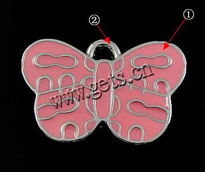 Zinc Alloy Enamel Pendants, Butterfly, plated, more colors for choice, 25x16x2mm, Hole:Approx 2mm, Sold By PC