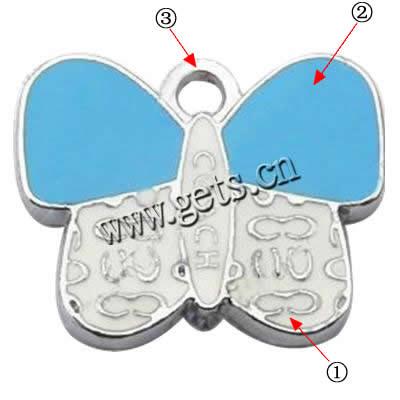 Zinc Alloy Enamel Pendants, Butterfly, more colors for choice, 20x16mm, Sold By PC