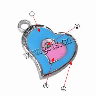 Zinc Alloy Enamel Pendants, Heart, platinum color plated, more colors for choice, 19x16mm, Hole:Approx 2mm, Sold By PC