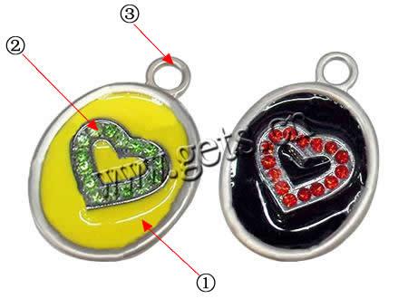 Zinc Alloy Enamel Pendants, Oval, plated, more colors for choice, 28x40mm, Hole:Approx 2mm, Sold By PC