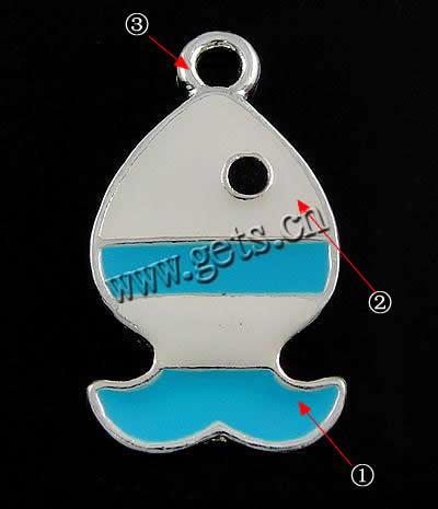 Zinc Alloy Enamel Pendants, Fish, plated, more colors for choice, nickel, lead & cadmium free, 26x14.5x2mm, Hole:Approx 2.5mm, Sold By PC