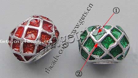 Enamel Zinc Alloy European Beads, Rondelle, without troll & large hole, more colors for choice, 9.5x7mm, Hole:Approx 4.5mm, Sold By PC