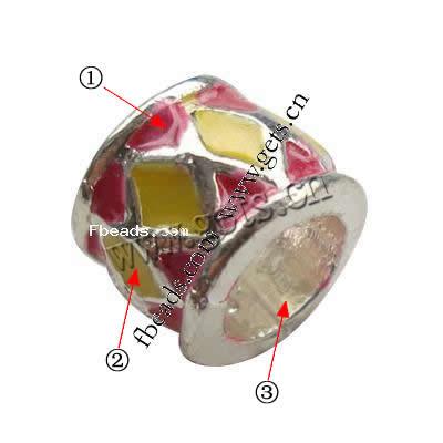 Пандора бусины сплава цинка эмаль, цинковый сплав, Трубка, Другое покрытие, без Тролль & крупное отверстие, Много цветов для выбора, не содержит никель, свинец, 8x7mm, отверстие:Приблизительно 5mm, продается PC