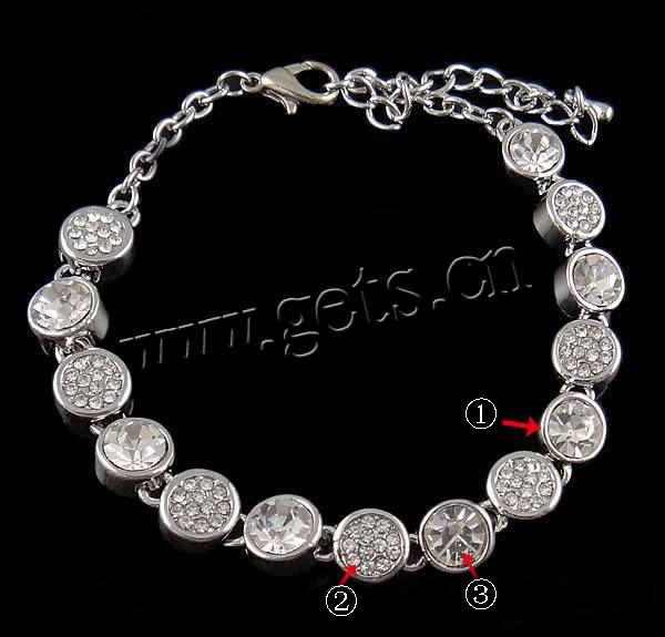 Zinc bracelets en strass en alliage , alliage de zinc, avec fer, Placage, Personnalisé & avec strass, plus de couleurs à choisir, protéger l'environnement, sans nickel, plomb et cadmium, 7x5mm, Longueur:7.5 pouce, Vendu par brin