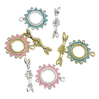 Zinc Alloy Toggle Clasp, Flower, with rhinestone & single-strand nickel, lead & cadmium free  Approx 2mm 