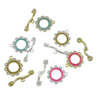 Zinc Alloy Toggle Clasp, Flower, with rhinestone & single-strand nickel, lead & cadmium free  Approx 2mm 