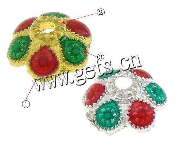 Brass Bead Cap, Flower, plated, enamel, more colors for choice, 10x11x4mm, Hole:Approx 2mm, Sold By PC