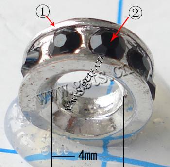 Espaciador de la forma rueda del diamante de imitación, diamantes de imitación, con aleación de zinc, Redondo aplanado, chapado, enchapado grueso más que los 3μm & con diamantes de imitación de Mideast, más colores para la opción, libre de níquel, 9x3mm, Vendido por UD