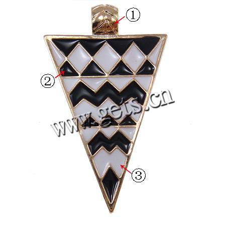 Zinc Alloy Enamel Pendants, Triangle, Customized, more colors for choice, nickel, lead & cadmium free, 24x34mm, Hole:Approx 2-3mm, Sold By PC