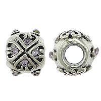 Perles European de stras d'alliage de Zinc , tambour, Placage, Personnalisé & avec strass, plus de couleurs à choisir, sans nickel et cadmium Environ 4mm, Vendu par PC