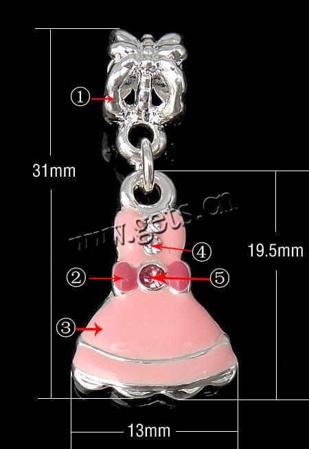 Подвески цинкового сплава Пандора , цинковый сплав, платье, плакированный, без Тролль & эмаль, Много цветов для выбора, не содержит никель, свинец, 31mm, 13x19.5x4mm, отверстие:Приблизительно 4.5mm, продается PC