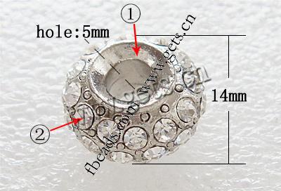 Strass Europa Perlen, mit Zinklegierung, Rondell, plattiert, plattierte Dicke über 3μm, keine, 8x14mm, Bohrung:ca. 5mm, verkauft von PC