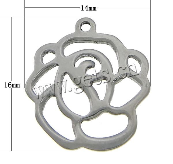 Stainless Steel Tag Charm, 304 Stainless Steel, Flower, plated, Customized & hollow, more colors for choice, 14x16x1mm, Hole:Approx 1mm, Sold By PC