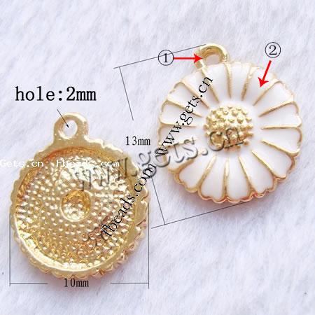 Zinc Alloy Enamel Pendants, Flower, plated, more colors for choice, nickel free, 13x10mm, Hole:Approx 2mm, Sold By PC