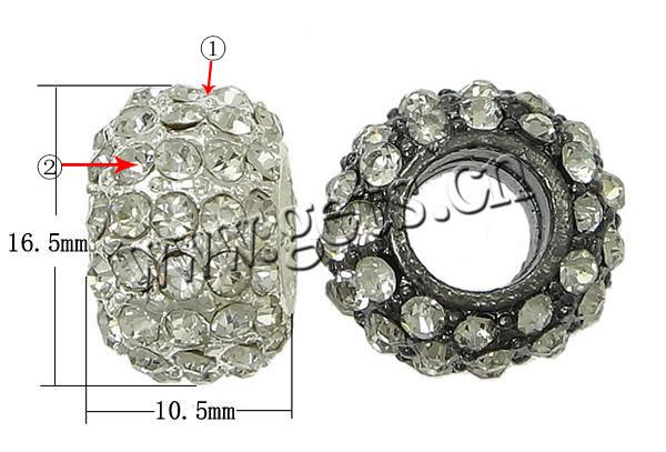 Пандора бусины сплава цинка горный хрусталь, цинковый сплав, Круглая форма, Другое покрытие, без Тролль & со стразами, Много цветов для выбора, не содержит никель, свинец, 16.5x10.5mm, отверстие:Приблизительно 8mm, продается PC