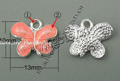 Zinc Alloy Enamel Pendants, Butterfly, plated, more colors for choice, 10x13x2mm, Hole:Approx 2mm, Sold By PC