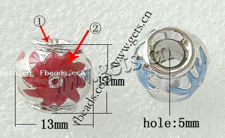 Gota de Europeo de aleación de zinc con esmalte, Tambor, chapado, sin rosca & agujero largo, más colores para la opción, 13x11mm, agujero:aproximado 5mm, Vendido por UD