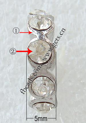 Puente de diamante de imitación Spacer, diamantes de imitación, con aleación de zinc, Redondo aplanado, chapado, enchapado grueso más que los 3μm & con diamantes de imitación de Mideast, más colores para la opción, 17x17x5mm, agujero:aproximado 5mm, Vendido por UD