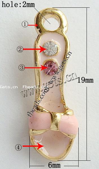 Zinklegierung Schuhe Anhänger, mit Emaille, plattiert, Emaille, keine, 19x6mm, Bohrung:ca. 2mm, verkauft von PC